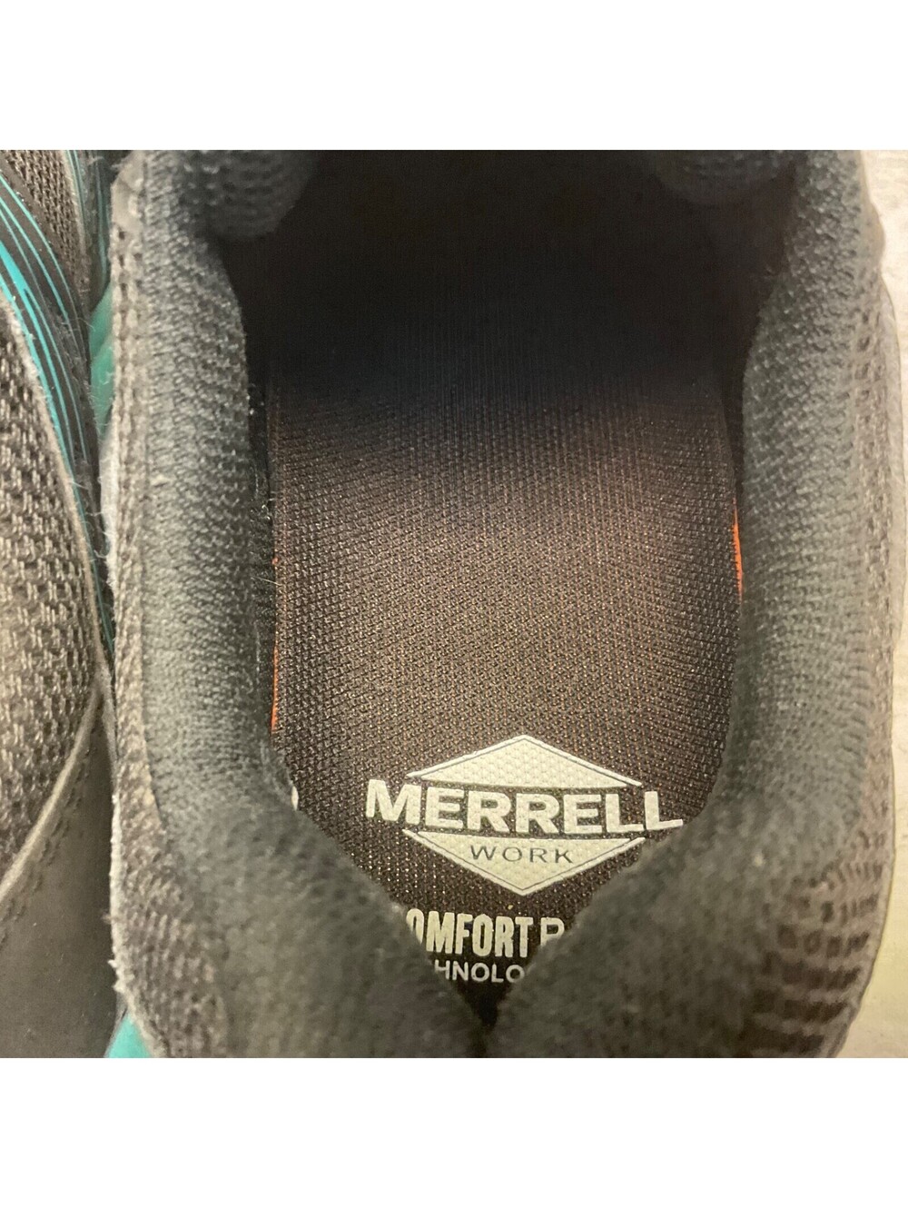 Merrell Women's Fullbench Superlite Alloy Toe CSA Work Shoe Black/Teal Size 6M - Picture 7 of 9